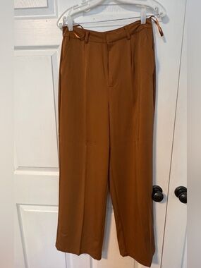 High-Rise Wide Leg Women’s pleated Pants - light brown